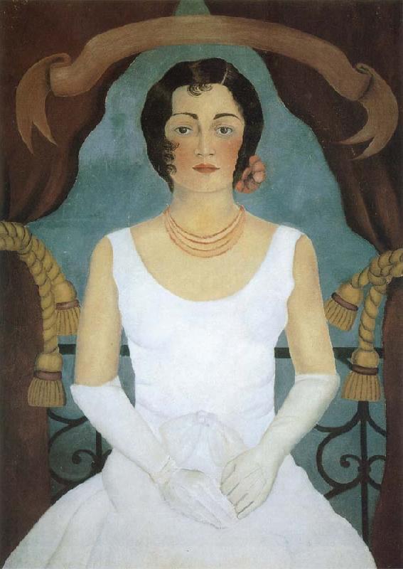 Frida Kahlo The lady dressed  in white oil painting image